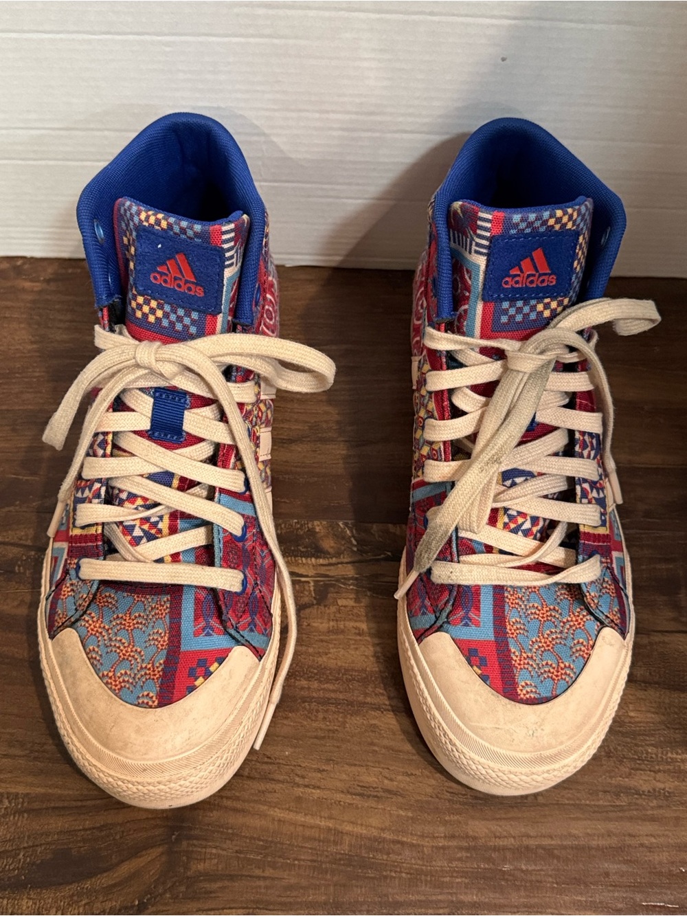 Adidas Originals AF9133 Patchwork Tribal Print High Top Sneakers Women's Sz 8